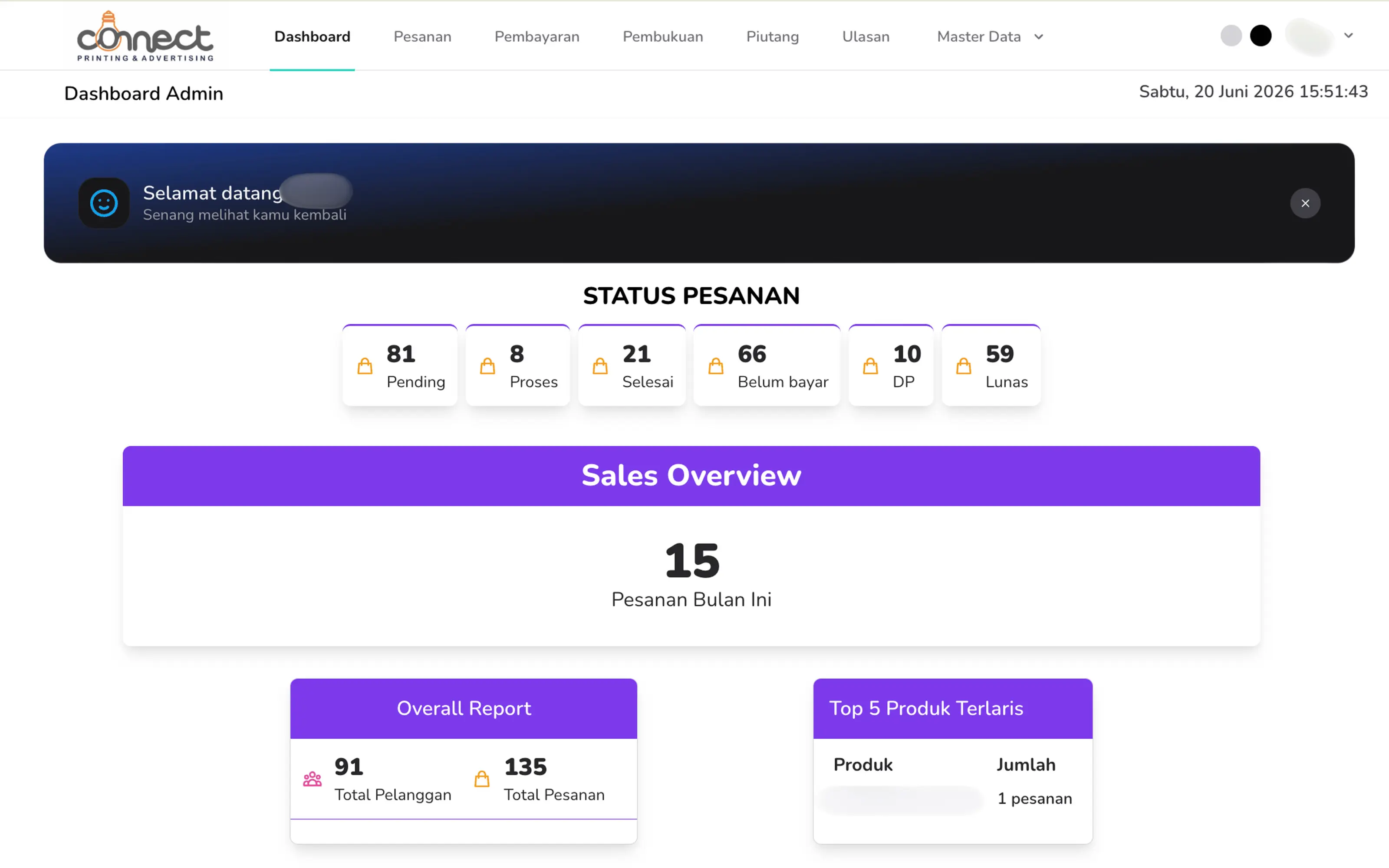 Connect Printing — sistem manajemen percetakan (data disensor)
